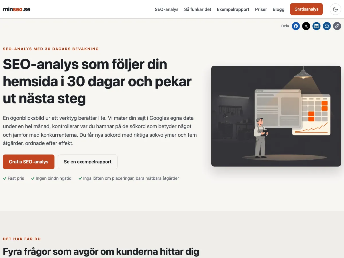 Startsidan på minseo.se
