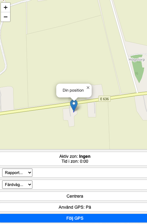 GPS-läge aktivt med 'Följ GPS'-knapp